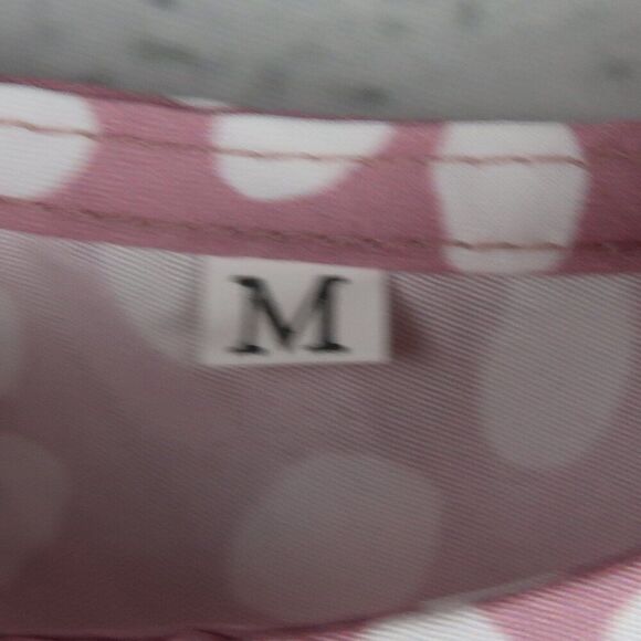 PINK WITH WHITE POLKA DOT 1/2 SLEEVE CREW NECK TOP SIZE MEDIUM - Picture 3 of 6